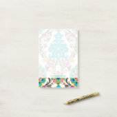 Damask Floral Patterns Plum Turquoise Post-it Klebezettel (Auf Schreibtisch)