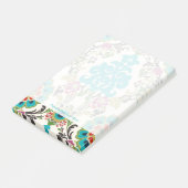 Damask Floral Patterns Plum Turquoise Post-it Klebezettel (angewinkelt)