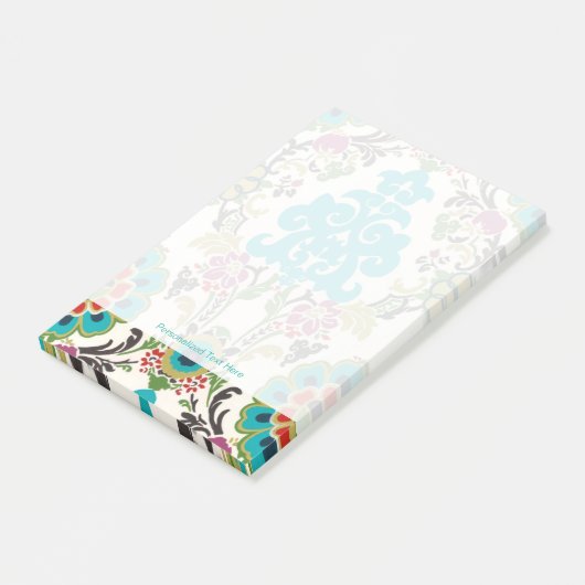 Damask Floral Patterns Plum Turquoise Post-it Klebezettel (angewinkelt)