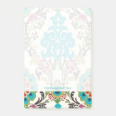 Damask Floral Patterns Plum Turquoise Post-it Klebezettel (Vorderseite)