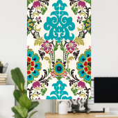 Damask Floral Patterns Plum Turquoise Poster (Heimbüro)