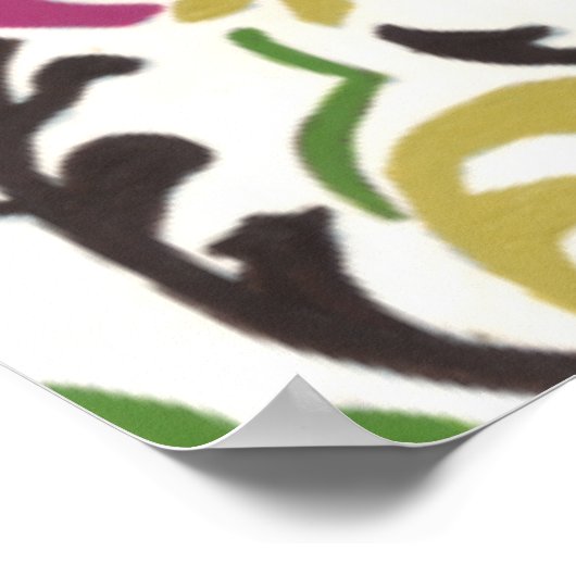 Damask Floral Patterns Plum Turquoise Poster (Ecke)