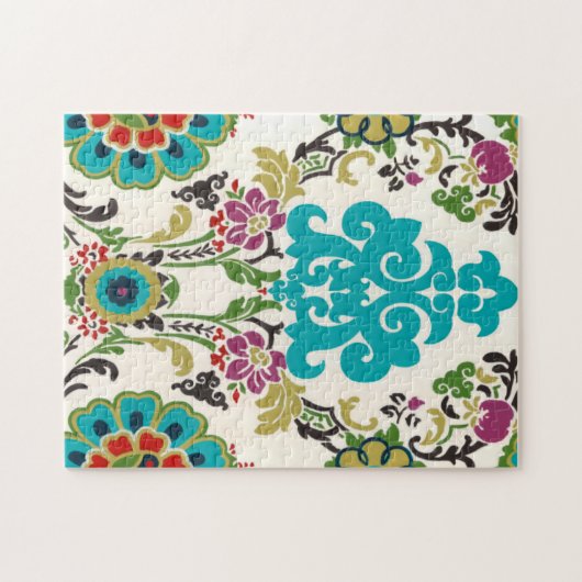 Damask Floral Patterns Plum Turquoise Puzzle (Horizontal)