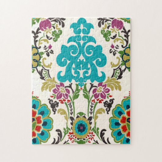 Damask Floral Patterns Plum Turquoise Puzzle (Vertikal)