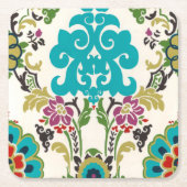 Damask Floral Patterns Plum Turquoise Rechteckiger Pappuntersetzer (Vorderseite)