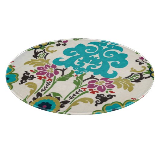 Damask Floral Patterns Plum Turquoise Schneidebrett (Ecke)