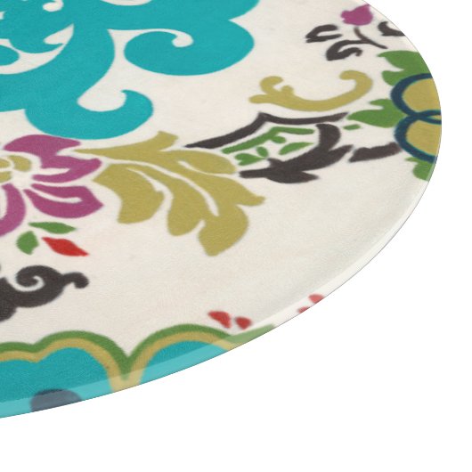 Damask Floral Patterns Plum Turquoise Schneidebrett (Ecke)