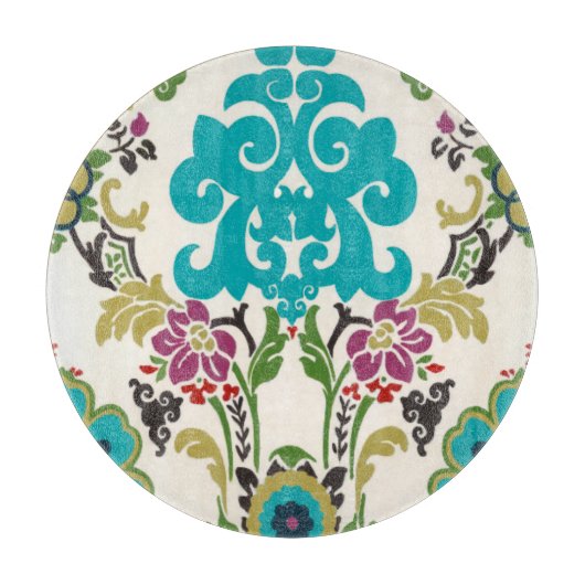 Damask Floral Patterns Plum Turquoise Schneidebrett (Vorderseite)
