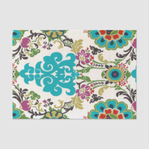 Damask Floral Patterns Plum Turquoise Seidenpapier