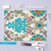 Damask Floral Patterns Plum Turquoise Seidenpapier (Handwerk)