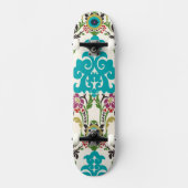 Damask Floral Patterns Plum Turquoise Skateboard (Vorderseite)