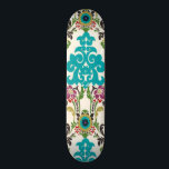 Damask Floral Patterns Plum Turquoise Skateboard<br><div class="desc">Türkisfarben,  Pflaume,  grüne und lila Blumenmuster treffen sich auf weißem Hintergrund,  um den Damast-Druck der Juni-Erica Vess zum Leben zu erwecken. Arbeitet als Geschenk für sich selbst,  einen Freund oder ein Familienmitglied.</div>