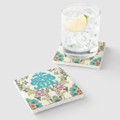 Damask Floral Patterns Plum Turquoise Steinuntersetzer (Seitenansicht)