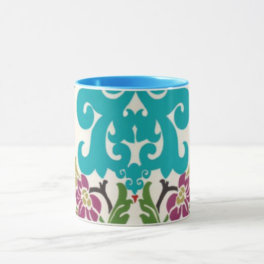 Damask Floral Patterns Plum Turquoise Tasse (Zentrum)