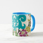 Damask Floral Patterns Plum Turquoise Tasse (VorderseiteRechts)