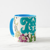 Damask Floral Patterns Plum Turquoise Tasse (Vorderseite Links)