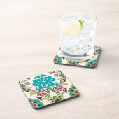 Damask Floral Patterns Plum Turquoise Untersetzer (Rechte Seite)