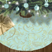 Damask Floral Shimmer Gold auf einer beliebigen Fa Polyester Weihnachtsbaumdecke