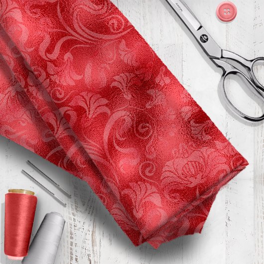 Damask Floral Shimmer Rose Rot ID461 Stoff