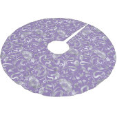 Damask Floral Shimmer Silver Background ID461 Polyester Weihnachtsbaumdecke (Schrägansicht)