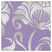 Damask Floral Shimmer Silver Background ID461 Stoff (Nahaufnahme)