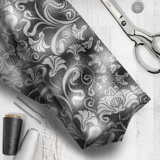 Damask Floral Shimmer Silver Gray ID461 Stoff