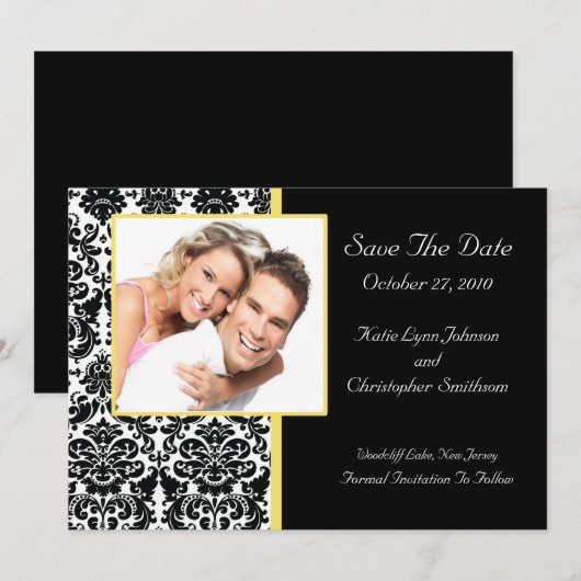 Damask Foto Ankündigung Datum freihalten (Vorne/Hinten)