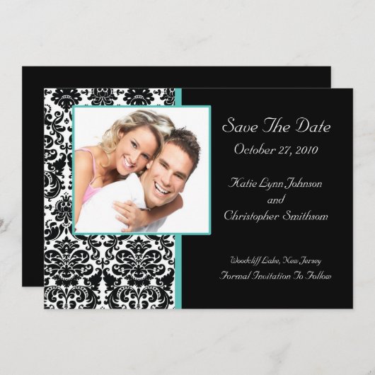Damask Foto Ankündigung Datum freihalten (Vorne/Hinten)