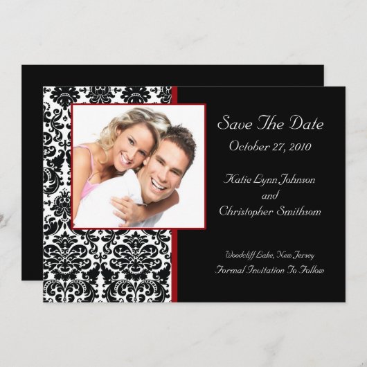 Damask Foto Ankündigung Datum freihalten (Vorne/Hinten)