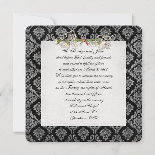 Damask Foto Frame Vow Erneuerung Einladung (Rückseite)