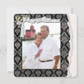 Damask Foto Frame Vow Erneuerung Einladung (Vorderseite)