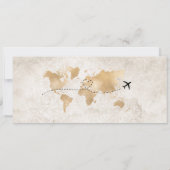 Damask Foto Save the Date Boarding Pass Weltkarte Einladung (Rückseite)