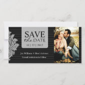 Damask Foto Save the Date Einladung (Vorderseite)