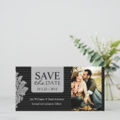 Damask Foto Save the Date Einladung (Stehend Vorderseite)