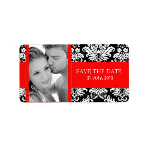 Damask Foto Save the Date Labels Adressaufkleber
