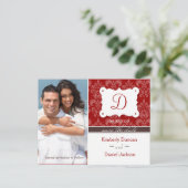 Damask Foto Save the Date Postkarte (Stehend Vorderseite)