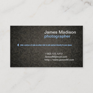 Damask Fotografie Business Card mit QR Code Visitenkarte
