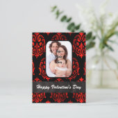 Damask-Fotovorlage-Valentinstag Feiertagspostkarte (Stehend Vorderseite)
