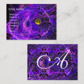 DAMASK FRAKTAL MONOGRAM Gelbe lila Perle Visitenkarte (Vorne/Hinten)