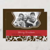 Damask Frohe Weihnachten Familie Foto Weihnachtska (Vorne/Hinten)