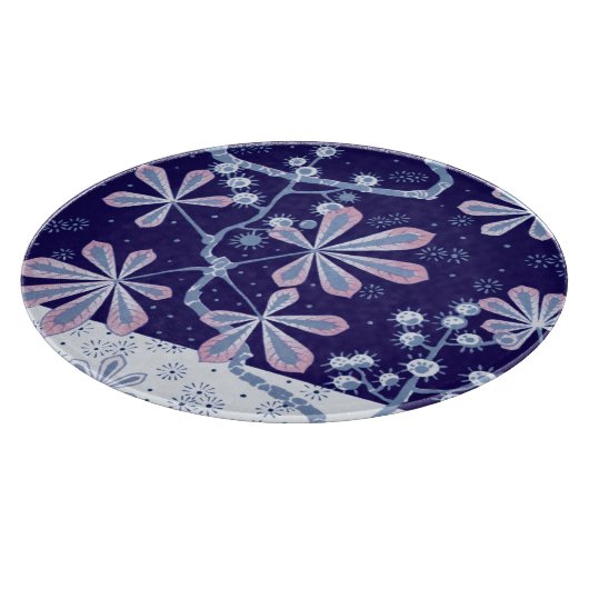 Damask Frost Blume Rundglas-Schneidplatte Schneidebrett (Ecke)