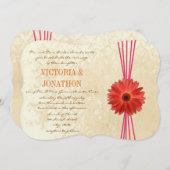 Damask Fuchsia Gerber Daisy Wedding Einladung (Vorne/Hinten)