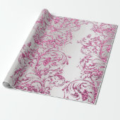 Damask Fuchsia Pink Metallic Grau Glitzer Hütte Geschenkpapier (Ungerollt)