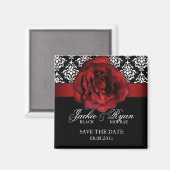 Damask für die Rote Rose "Date Magnet" speichern Magnet (Vorderseite/Rückseite)