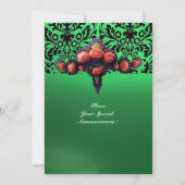 DAMASK GEM AND PINK ROSES MONOGRAMM EINLADUNG (Rückseite)