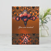 DAMASK GEM AND PINK ROSES MONOGRAMM EINLADUNG (Stehend Vorderseite)