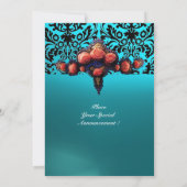 DAMASK GEM AND PINK ROSES MONOGRAMM EINLADUNG (Rückseite)