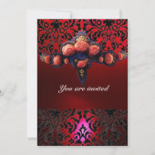 DAMASK GEM AND PINK ROSES MONOGRAMM EINLADUNG (Vorderseite)