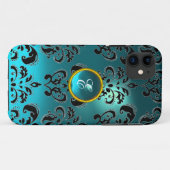 DAMASK GEM MONOGRAM Blau-Aquamarine Case-Mate iPhone Hülle (Rückseite (Horizontal))