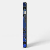 DAMASK GEM MONOGRAM blau dunkel iPhone Hülle (Linke Seite)